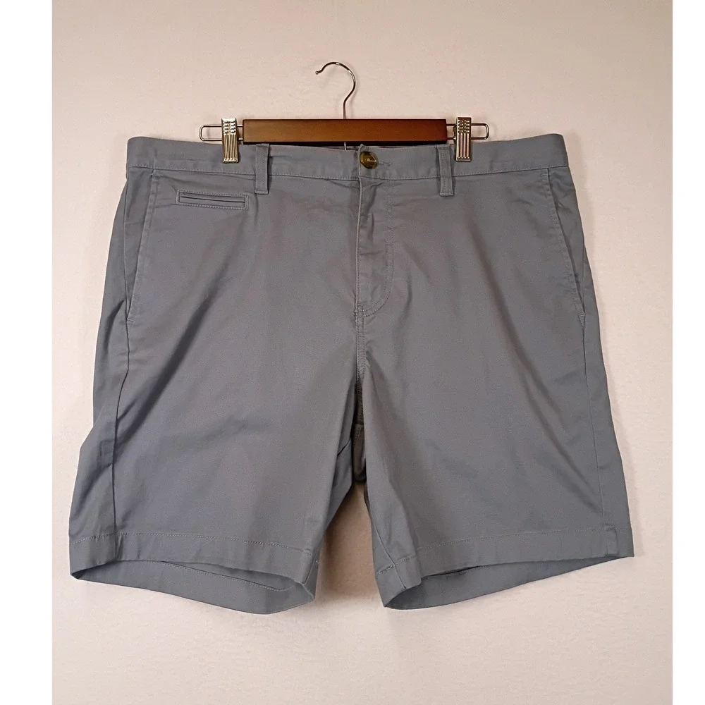 Preppy 14th & Union Mens 38 Blue Grey Slim Fit Stretch Cotton Chino Shorts
